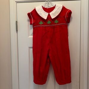 NWOT Mom & Me Christmas smocked Romper